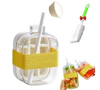 My Crush Cup Ice - Ice Cube Bottle with Straw, 2 in 1 Touch-Free Ice Cube Tray Water Bottle with Lid and Bin, Ice Cube Making Bottle for Freezer (White-500ml)