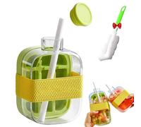 My Crush Cup Ice - Ice Cube Bottle with Straw, 2 in 1 Touch-Free Ice Cube Tray Water Bottle with Lid and Bin, Ice Cube Making Bottle for Freezer (Green-500ml)