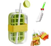 My Crush Cup Ice - Ice Cube Bottle with Straw, 2 in 1 Touch-Free Ice Cube Tray Water Bottle with Lid and Bin, Ice Cube Making Bottle for Freezer (Green-800ml)