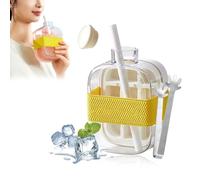 My Crush Cup, My Crush Cup Ice, 500/800ml 2 in 1 Touch-Free Ice Cube Tray Water Bottle with Lid and Bin - Easy Press to Release, Suitable for Coffee, Juice, and Beverages (White-500ML)