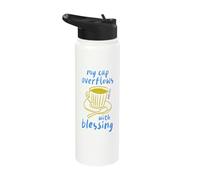 My Cup Overflows with Blessing Christian Faith Scripture Stainless Steel Insulated Water Bottle