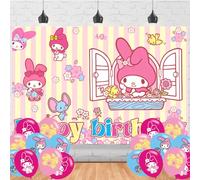 My Cute Melody Birthday Party Supplies Backdrop 5x3 My Cute Melody Happy Birthday Background Photography My Pink Party Decorations Banner Photo Booth Props