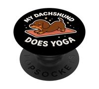 "My Dachshund Does Yoga" Dog Theme Art Cute PopSockets Adhesive PopGrip