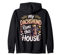 My Dachshund Runs This House Doxie Wiener Dog Lover Zip Hoodie