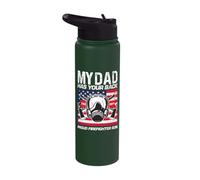 My Dad has Your Back Proud Firefighter Son Best Dad Stainless Steel Insulated Water Bottle
