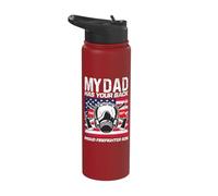 My Dad has Your Back Proud Firefighter Son Best Dad Stainless Steel Insulated Water Bottle
