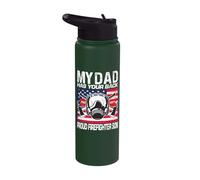 My Dad has Your Back Proud Firefighter Son Best Dad Stainless Steel Insulated Water Bottle