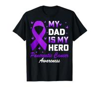 My Dad is My Hero Pancreatic Cancer Awareness Purple Ribbon T-Shirt