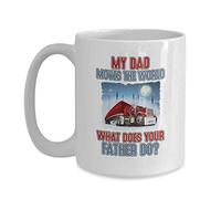 My Dad Moves The World Santa Claus Trucker Tea Cup Novelty Tea Mugs Cute Ceramic Drinkware for Hot Chocolate Latte Beverages 330Ml