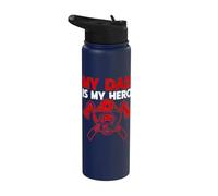 My Dad My Hero Firefighter Daughter Fireman Family Support Stainless Steel Insulated Water Bottle