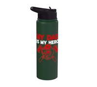 My Dad My Hero Firefighter Daughter Fireman Family Support Stainless Steel Insulated Water Bottle