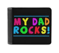 My Dad Rocks Printed Bifold Wallet with Hidden Compartments Pocket Money and Credit Card Holder for Men Women