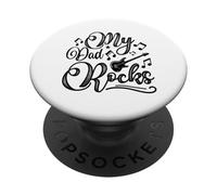 My Dad Rocks T-Shirt Daddy Pa Fathers Day Best Dad PopSockets Adhesive PopGrip
