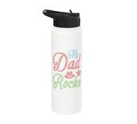 My Dad Rocks T-Shirt Daddy Pa Fathers Day Best Dad Stainless Steel Insulated Water Bottle