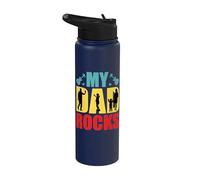 My Dad Rocks T-Shirt Daddy Pa Fathers Day Best Dad Stainless Steel Insulated Water Bottle