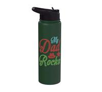 My Dad Rocks T-Shirt Daddy Pa Fathers Day Best Dad Stainless Steel Insulated Water Bottle