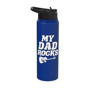My Dad Rocks T-Shirt Daddy Pa Fathers Day Best Dad Stainless Steel Insulated Water Bottle