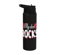 My Dad Rocks T-Shirt Daddy Pa Fathers Day Best Dad Stainless Steel Insulated Water Bottle