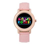 My Dad Rocks Women's Wrist Watch Fashion Wristwatches with Pink Strap Gifts for Women Mother Wife Birthday