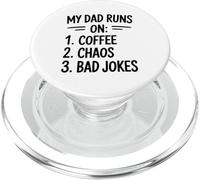 My Dad Runs On Coffee Chaos Bad Jokes Humor PopSockets PopGrip for MagSafe