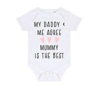 My Daddy and me agree Mummy is the best (pink hearts appreciation message) [MDB23] baby grow vest, 0-3 months, White