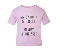 My Daddy and me Agree Mummy is The Best (Pink Hearts Appreciation Message) [MDB23] Short Sleeve Cotton Toddler t Shirt, 3-4 Years, Pastel Pink