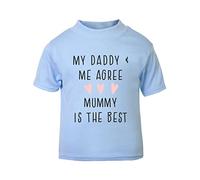 My Daddy and me Agree Mummy is The Best (Pink Hearts Appreciation Message) [MDB23] Short Sleeve Cotton Toddler t Shirt, 3-4 Years, Pastel Blue
