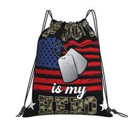 My Daddy Is My Hero Military Flag Dog Tags Men Women Drawstring Bag Durable Drawstring Backpack Waterproof Gym Sack For Sports Football Picnic