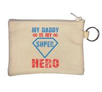 My Daddy is My Super Hero Key Chain Coin Purse Beige