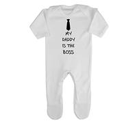 My Daddy is The boss (tie Style) Baby Romper Jumpsuit with feet, 3-6 Months, White