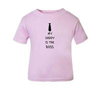 My Daddy is The boss (tie Style) Short Sleeve Cotton Toddler t Shirt, 1-2 Years, Pastel Pink