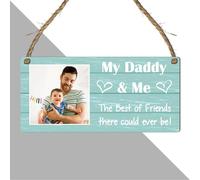 "My Daddy & Me" - Personalised Wooden Photo Plaque | A Heartfelt Best Friends Dad Gift from Child Size 19cm x 9cm