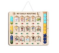 My Daily Routine Chart for Kids 11x13 Inch - Wooden Chore Chart with Visual Cards, Morning Afternoon Evening Schedule Board, Sliding Tracker & Star Reward System for Toddlers & Preschool Learning