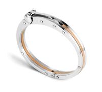 My Daily Styles Men s Stainless Steel Handcuff Bracelet Two-Tone Or Solid Color, Durable Cable Link, Adjustable Fit 8"-9" Wrist, Modern Fashion Jewelry for Men (Steel-Rose)