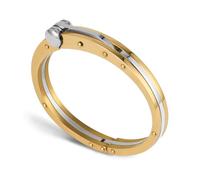 My Daily Styles Men s Stainless Steel Handcuff Bracelet Two-Tone Or Solid Color, Durable Cable Link, Adjustable Fit 8"-9" Wrist, Modern Fashion Jewelry for Men (Steel-Gold)