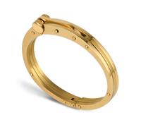 My Daily Styles Men s Stainless Steel Handcuff Bracelet Two-Tone Or Solid Color, Durable Cable Link, Adjustable Fit 8"-9" Wrist, Modern Fashion Jewelry for Men (Solid-Gold)
