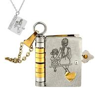 My Daughter Book Necklace -Book Lover Gift, Openable Multi Layer Little Star Hummingwings Mini Book Necklace from Mom, You Are My World Book necklace, Carries Everlasting Love (Gold Silver)