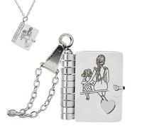 My Daughter Book Necklace -Book Lover Gift, Openable Multi Layer Little Star Hummingwings Mini Book Necklace from Mom, You Are My World Book necklace, Carries Everlasting Love (Silver)