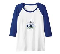 My Daughter Flies I Pay The Bills Cheerleader Dad Humor Raglan Baseball Tee, Women, Royal Blue/White, L