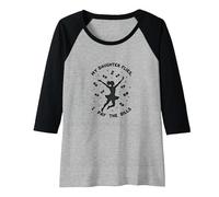 My Daughter Flies I Pay The Bills Proud Parent Raglan Baseball Tee, Women, Black/Athletic Heather, XL