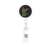 My Daughter in Law is My Favorite Child Retractable Badge Holder Reel Clip Id Card Holder forNurse Student Office Worker