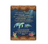 My Dear Son Never Forget That I Love You Be Brave Vintage Metal Sign Retro Tin Sign Wall Art Decor Novelty Poster Plaque Metal Plate for Bar Cafe Man Cave Home Decor,Gift Ideas