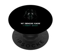 MY DEMONS KNOW I FIGHT BACK Edgy Skull Hoodie PopSockets Adhesive PopGrip