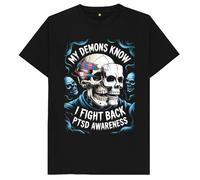 My Demons Know I Fight Back PTSD Awareness Kids Womens Mens T Shirt Large Black