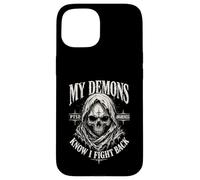 My Demons Know I Fight Back Skull PTSD Awareness Case for iPhone 15