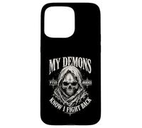 My Demons Know I Fight Back Skull PTSD Awareness Case for iPhone 15 Pro Max