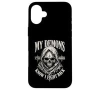 My Demons Know I Fight Back Skull PTSD Awareness Case for iPhone 16 Plus
