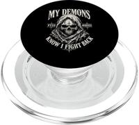 My Demons Know I Fight Back Skull PTSD Awareness PopSockets PopGrip for MagSafe