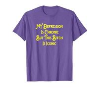 My Depression is Chronic But This Bitch is Iconic Funny T-Shirt, Men, Purple Heather, Small