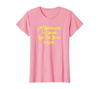 My Depression is Chronic But This Bitch is Iconic Funny T-Shirt, Women, Pink, X-Large